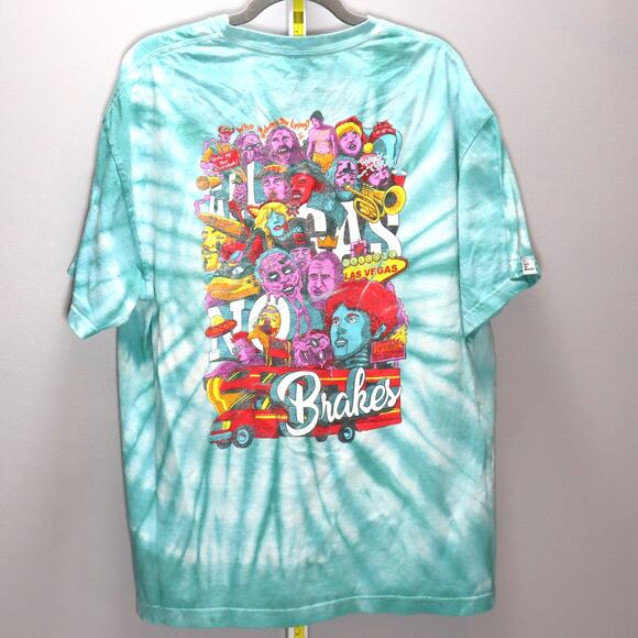 All Gas No Brakes Tie Dye Graphic Tee Turquoise Size L - Picture 2 of 4
